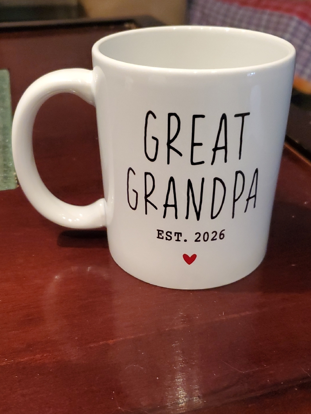 great grandpa est. 2026 white ceramic mug- new!